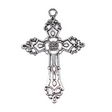 5pcs Silver Color 55x36mm Cross With Pattern Charms Solemn Religious Pendant Fit DIY Handmade Jewelry Making Finding Supplies