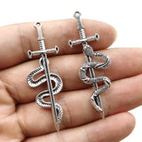 5pcs/lot  18*54mm New Alloy Charm Snake Sword Charms Pendant Designer Charms For Jewelry Making DIY Jewelry Findings