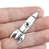6 Pieces 15*50mm Antique Silver Color Rocket Charms Pendant Keychain For DIY Jewelry Making