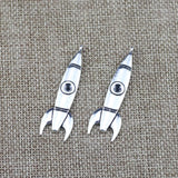 6 Pieces 15*50mm Antique Silver Color Rocket Charms Pendant Keychain For DIY Jewelry Making