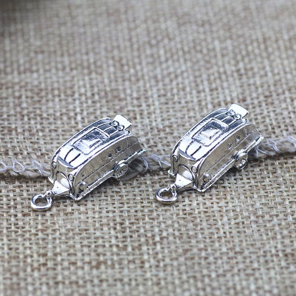 6 Pieces 27.2x10mm Antique Silver Color Car Charms Minibus Keychain for DIY Jewelry Making