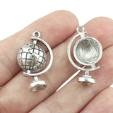 6 Pieces 28x17mm Antique Silver Plated Maps Tellurio Charms