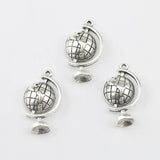 6 Pieces 28x17mm Antique Silver Plated Maps Tellurio Charms