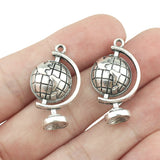 6 Pieces 28x17mm Antique Silver Plated Maps Tellurio Charms