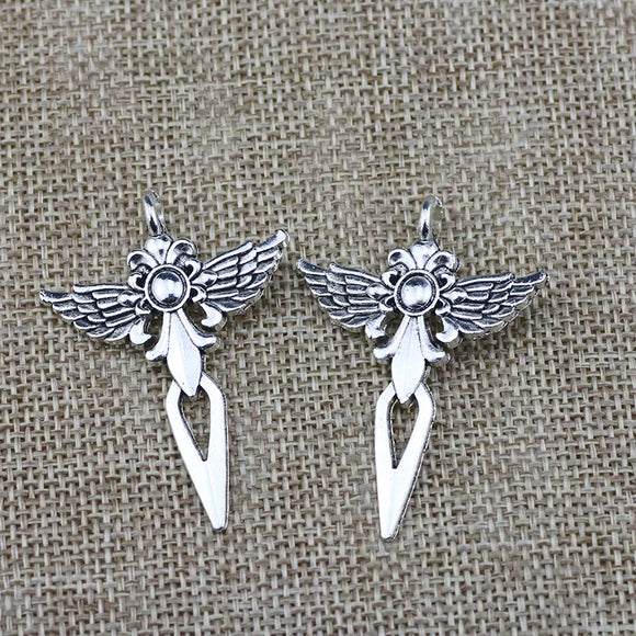 6 Pieces 48*34mm Antique Silver Color Wings Wicca Charms Pendant For DIY Jewelry Making