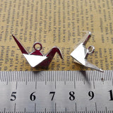 6Pcs 16*28mm Zinc Alloy Lucky Paper Crane Charms Peace Symbol Necklace Keychain Pendant Accessory Charms For Jewelry Making Gift