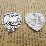 6Pcs 24*27mm Antique Silver Color Alloy Pretty Heart-shaped Charms Necklace Pendant Accessories Charms For Jewelry Making Gift