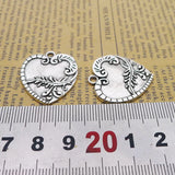 6Pcs 24*27mm Antique Silver Color Alloy Pretty Heart-shaped Charms Necklace Pendant Accessories Charms For Jewelry Making Gift