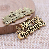 6Pcs/Lot 16x36mm 3 Colors Merry Christmas Charms Pendant For DIY Jewelry Making Handmade Jewelry Craft Findings