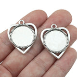 6Pieces 18*18mm Mixed Alloy Antique Silver Color Collet Charms Mirror Keychain Pendant Accessory For DIY Jewelry Making