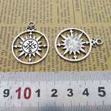 6Pieces 28*36mm Antique Silver Color Compass Charms Fashion Necklace Pendant Earrrings Accessory Charms For DIY Jewelry Making