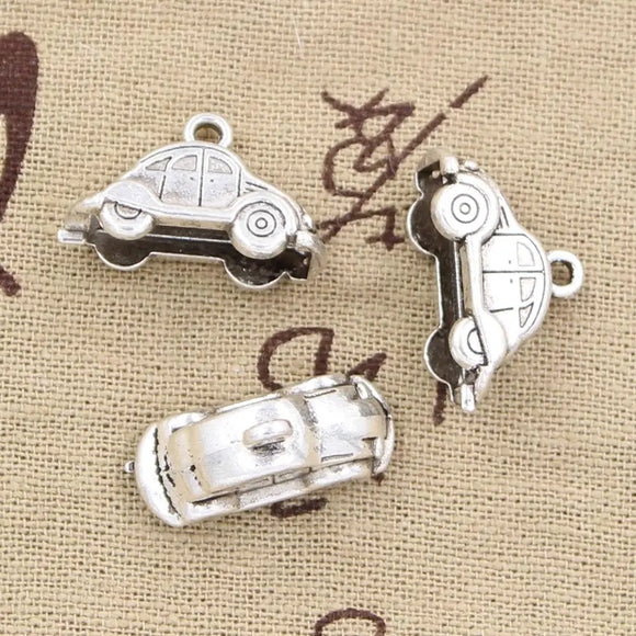 10pcs Charms 3D Car 23x15mm Antique Tibetan Bronze Silver Color Pendant Findings Accessories DIY Vintage Choker Handmade Jewelry