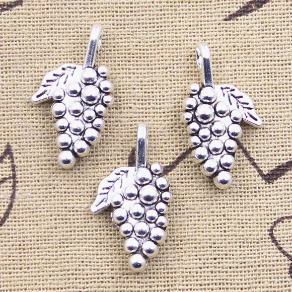 10pcs Charms 3D Grape 26x14x6mm Antique Silver Color Pendants Making DIY Handmade Tibetan Finding Jewelry