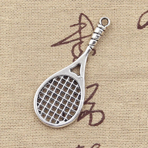 6pcs Charms Badminton Tennis Racket 48x19mm Antique Making Pendant fit,Vintage Tibetan Bronze Silver color,DIY Handmade Jewelry