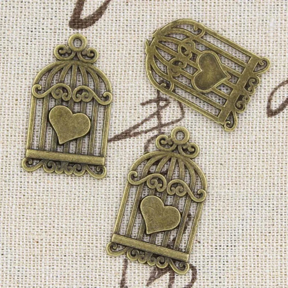 6pcs Charms Birdcage Heart 20x33mm Antique Making Pendant fit,Vintage Tibetan Bronze Silver Color,DIY Handmade Jewelry h1228