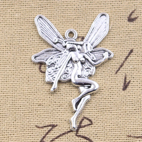6pcs Charms Butterfly Fairy Angel 42x29mm Antique Silver Color Pendants Making DIY Handmade Tibetan Finding Jewelry