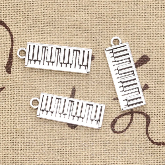 10pcs Charms Electronic Organ Piano 30x10mm Antique Silver Color Pendants Making DIY Handmade Tibetan Finding Jewelry EF4687