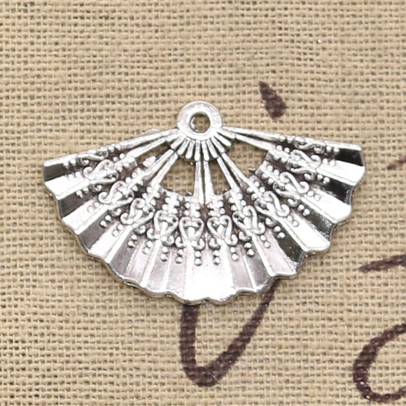6pcs Charms Fan 21x33mm Antique Tibetan Silver Color Pendant Findings Accessories DIY Vintage Choker Handmade Jewelry