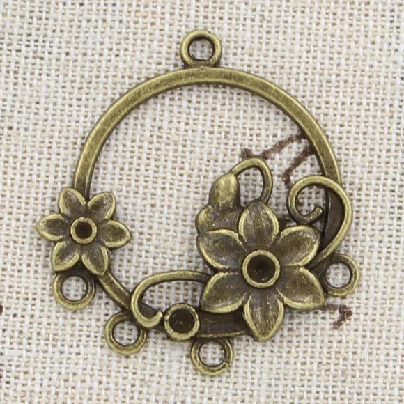 6pcs Charms Flower Connector 35x32mm Antique Making Pendant fit,Vintage Tibetan Bronze,DIY Handmade Jewelry