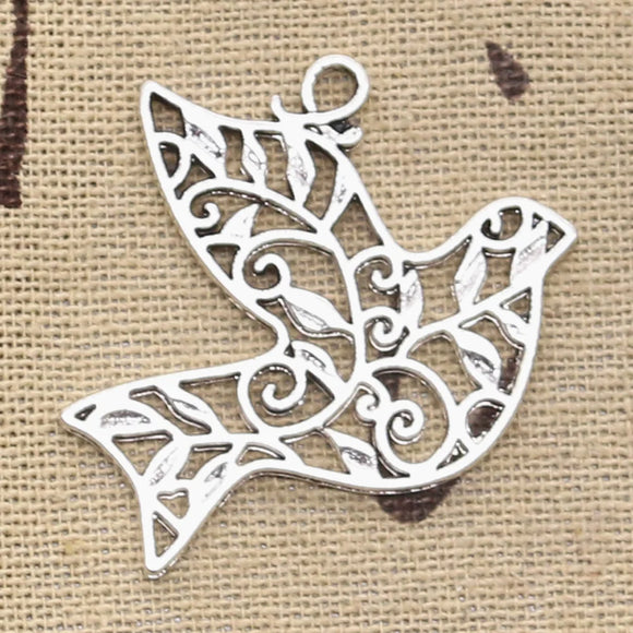 6pcs Charms Hollow Peace Dove 36x32mm Antique Making Pendant fit,Vintage Tibetan Bronze Silver color,DIY Handmade Jewelry EF3952