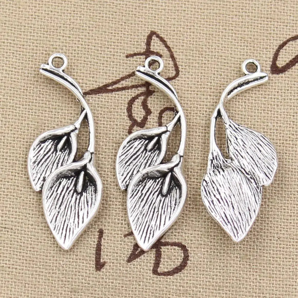 10pcs Charms Leaf Branch 40x14mm Antique Making Pendant fit,Vintage Tibetan Bronze Silver color,DIY Handmade Jewelry
