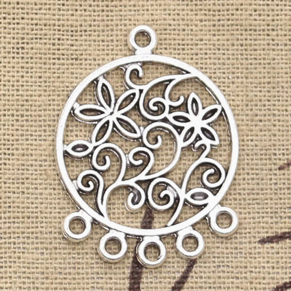 6pcs Charms Native Dream Catcher Connector 35x26mm Antique Silver Color Plated Making DIY Handmade Tibetan Finding Jewelry