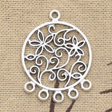 6pcs Charms Native Dream Catcher Connector 35x26mm Antique Silver Color Plated Making DIY Handmade Tibetan Finding Jewelry