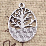 6pcs Charms Peace World Tree 34x24mm Antique Silver Color Pendants Making DIY Handmade Tibetan Finding Jewelry