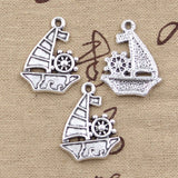 10pcs Charms Ship Boat 28x22mm Antique Silver Color Pendants Making DIY Handmade Tibetan Finding Jewelry
