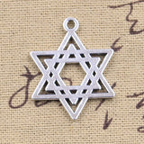 6pcs Charms Star Of David Shield Hexagram 33x26mm Antique Silver Color Pendants Making DIY Handmade Tibetan Finding Jewelry