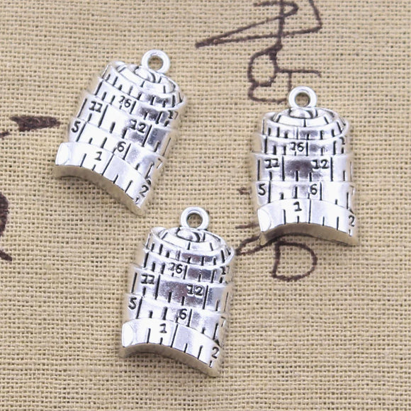 6pcs Charms Tools Tape Measure 25x16mm Antique Silver Color Pendants Making DIY Handmade Tibetan Finding Jewelry