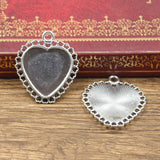 6pcs New Fashion 20mm Inner Size Antique Bronze Silver Color Classic Heart Style Cabochon Base Setting Charms Pendant