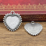 6pcs New Fashion 20mm Inner Size Antique Bronze Silver Color Classic Heart Style Cabochon Base Setting Charms Pendant