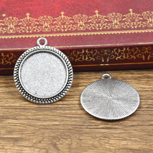6pcs New Fashion 20mm Inner Size Antique Bronze Silver Color Classic Round Style Cabochon Base Setting Charms Pendant