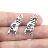 6pcs/lot  10*27mm Hand Gesture Charm  Alloy Antique Silver Color Hand Charms Bracelet Keychain Pendant For DIY Jewelry Making