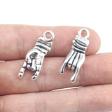 6pcs/lot  10*27mm Hand Gesture Charm  Alloy Antique Silver Color Hand Charms Bracelet Keychain Pendant For DIY Jewelry Making