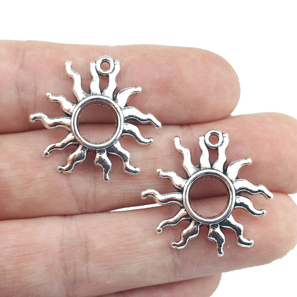 6pcs/lot 25*26mm Alloy Hollow Out Sun Charm Antique Silver Color DIY Charm Pendant For Necklace Jewelry Making Findings