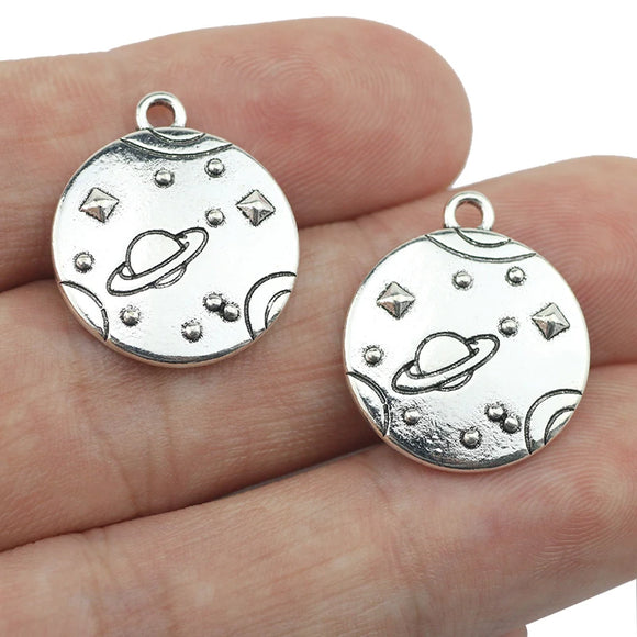 6piece/lot 18*21mm Saturn Pendants Antique Silver Plated Planet Charms DIY Necklace Supplies Jewelry Making Finding Accessories