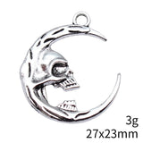 7Pcs/Lot 27*23mm Antique Silver Color Gothic Moon Skull Charms Pendant Designer Charms Fit Jewelry Making DIY Jewelry Findings