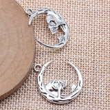 7Pcs/Lot 27*23mm Antique Silver Color Gothic Moon Skull Charms Pendant Designer Charms Fit Jewelry Making DIY Jewelry Findings