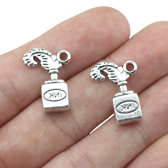 8 Pieces 14*20mm Mixed Alloy Antique Silver Color Ink Pen Charms Bracelet Pendant Accessory For DIY Jewelry Making