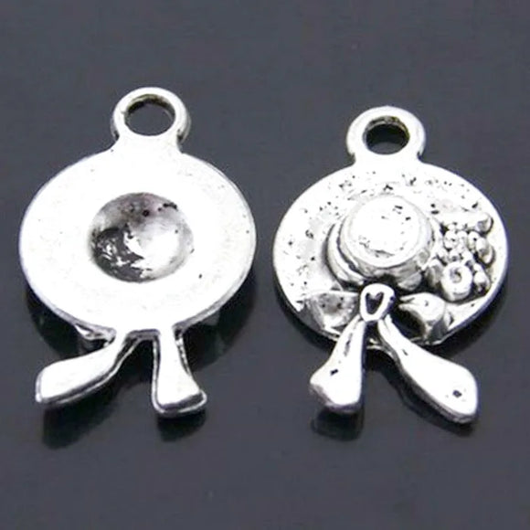 8Pcs 25*15mm Antique Silver Plated Alloy Elegant Lady Hat Charms Pretty Necklace Bracelet Charms For DIY Jewelry Making Findings
