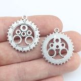 8Pcs 25*28mm Zinc Alloy Clock Time Charms Circle Hollow Necklace Earrings Pendant Accessory Charms For Jewelry Handcraft Making