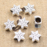 10pcs 11x9x6mm Snow Snowflake 4.5mm Big Hole Bead Antique Silver Color Beads Charms Fits Diy Charms Bracelet Jewelry Beads