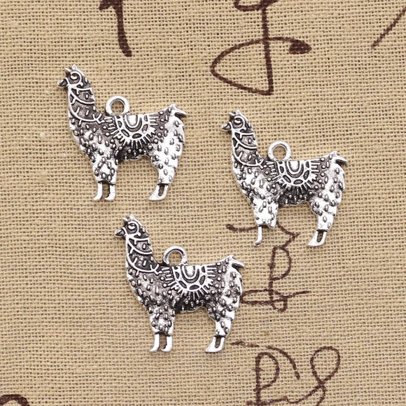 10pcs Charms Alpaca Grass Mud Horse 26x25mm Antique Silver Color Pendants Making DIY Handmade Tibetan Finding Jewelry
