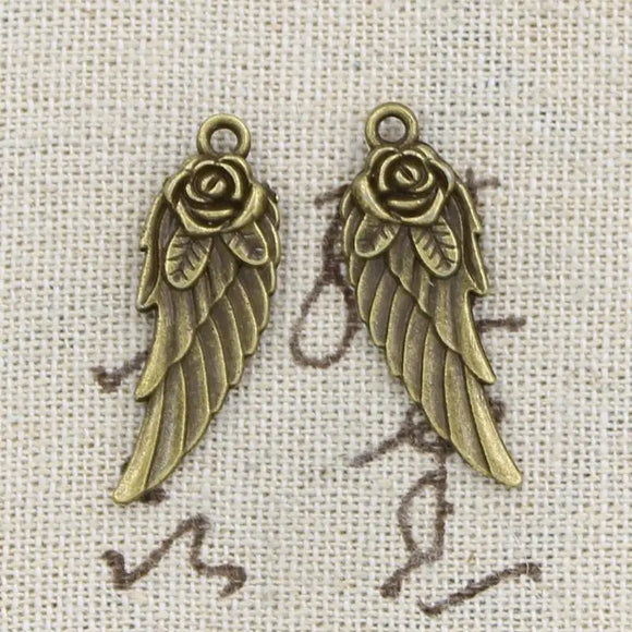 10pcs Charms Angel Wings 30x12mm Antique Making Pendant fit,Vintage Tibetan Bronze Silver color,DIY Handmade Jewelry