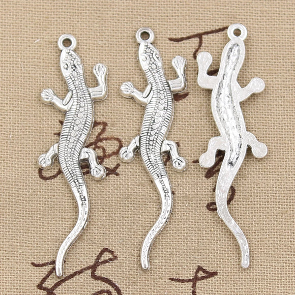 8pcs Charms Gecko Lizard 56x15mm Antique Making Pendant fit,Vintage Tibetan Bronze Silver color,DIY Handmade Jewelry