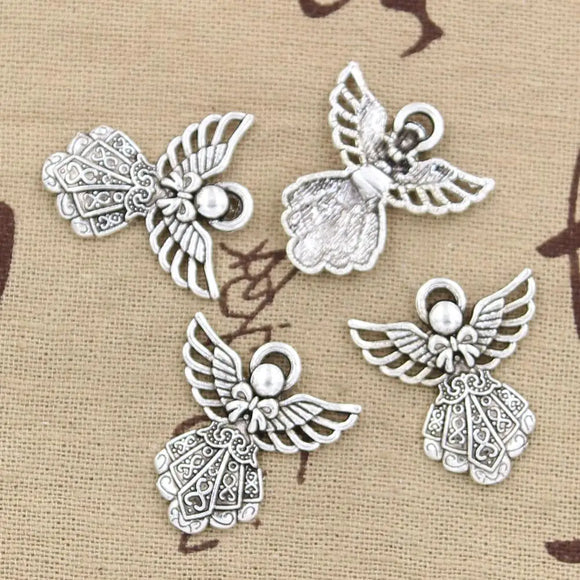 10pcs Charms Guardian Angel 26x23mm Antique Making Pendant fit,Vintage Tibetan Bronze Silver color,DIY Handmade Jewelry