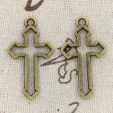 10pcs Charms Hollow Cross 38x22mm Antique Bronze Silver Color Plated Pendants Making DIY Handmade Tibetan Finding Jewelry