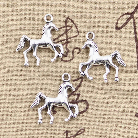 10pcs Charms Horse Steed 24x21mm Antique Silver Color Pendants Making DIY Handmade Tibetan Finding Jewelry